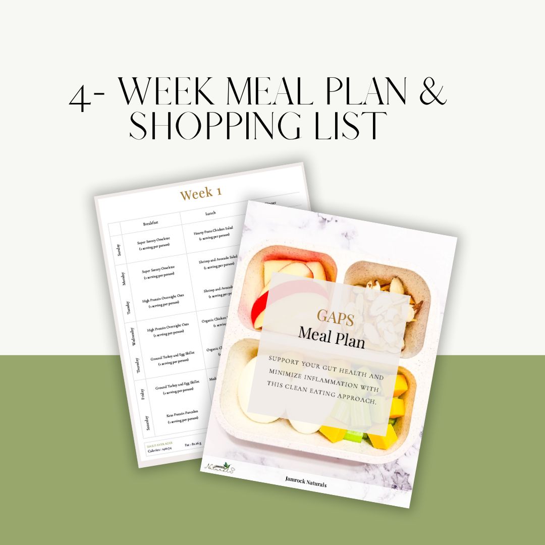 Sample daily meal planner and gut-safe snack ideas included in the reset program.