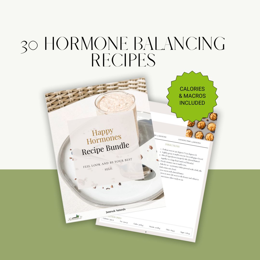 Meal plan sample showing hormone-balancing dinner and shopping list