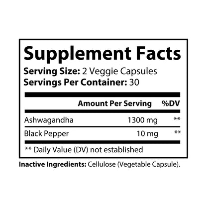 Ashwagandha with Black Pepper - Stress Support & Performance Boost, 60 Vegan Capsules