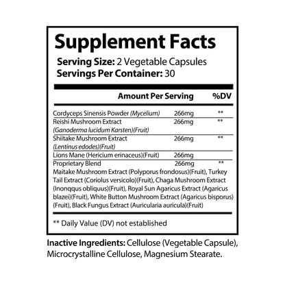All-Star Mushroom Blend – Brain Health & Energy Support, 60 Vegan Capsules
